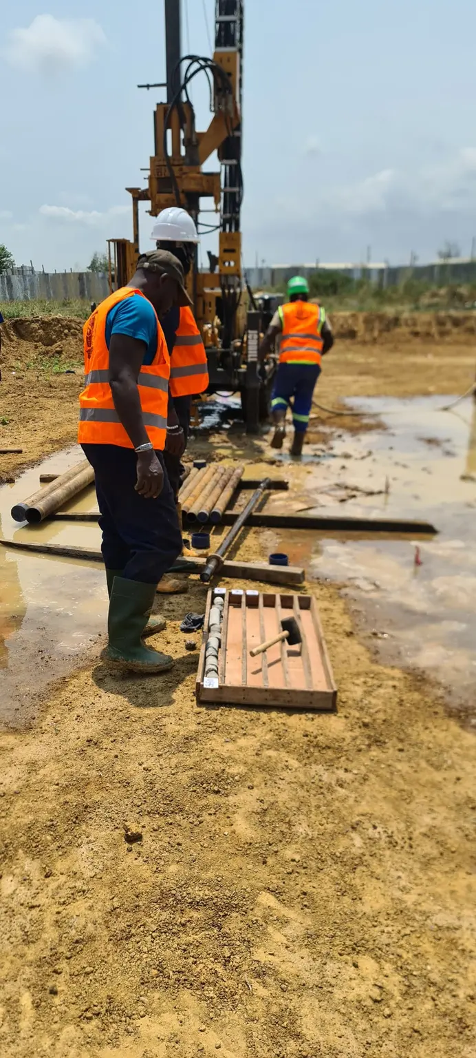 Sondage géotechnique sur chantier